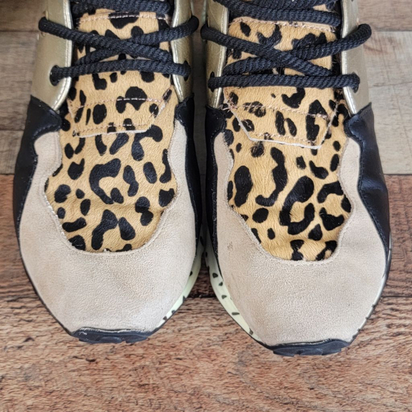 Steve Madden 8 Cliff Leather Leopard Animal Print Sneakers Shoes Lace Up Fashion - Picture 8 of 16